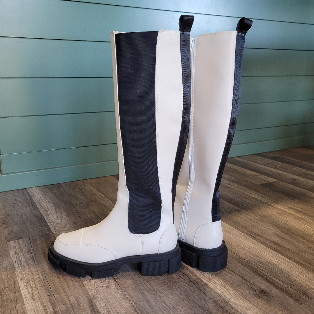 Nasty Gal White Platform Chunky Boots
